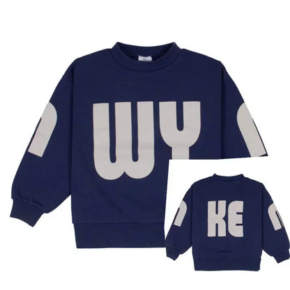 OUYANG&IVAN Kids Cotton Sweatshirt 24 AW Wyn New Autumn Children Magenta Velour Jumper Boy Girl Loose Warm Top Sweaters Outwear