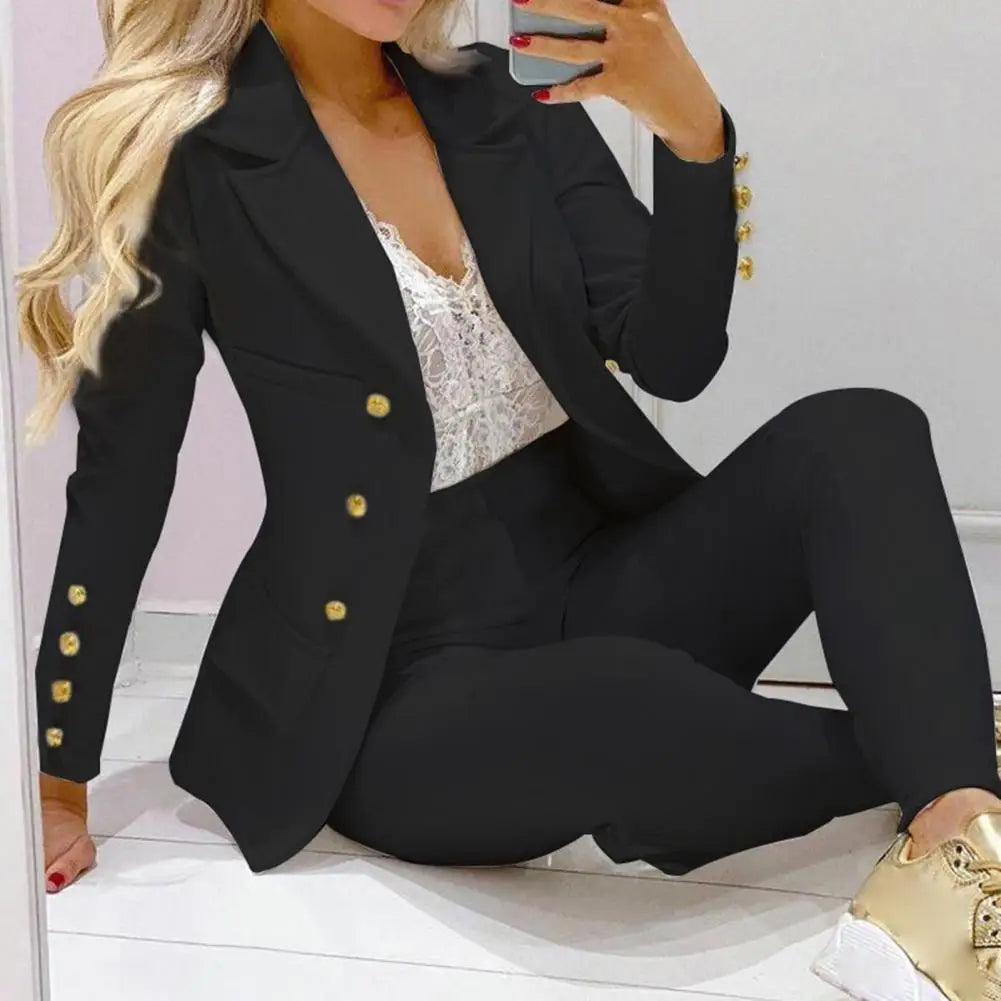 Women's Autumn Clothes Two Piece Set Female Coats and Pants Fashion Versatile Casual Long Sleeve Jacket and Trousers Suit