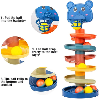 Montessori Baby Toy Rolling Ball Tower Montessori Educational Games For Babies Stacking Track Baby Development Toys 1 2 3 Years (Toy)