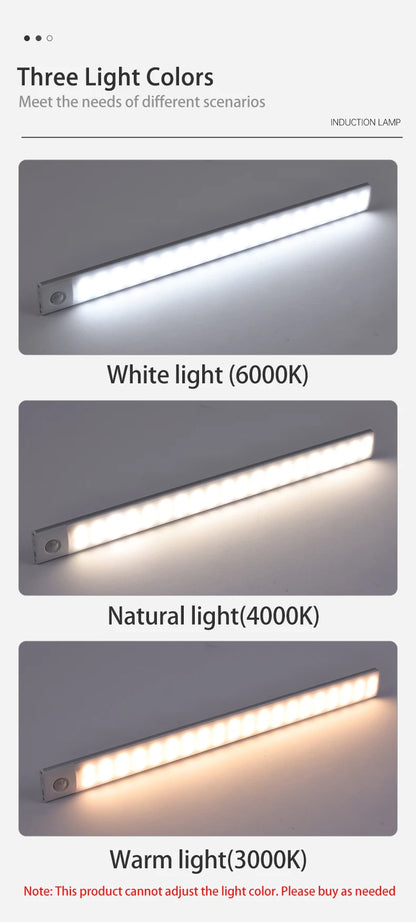 Cabinet Lights Motion Sensor LED Wireless USB Under Ultra Thin Night Light For Kitchen Cabinet Bedroom Wardrobe Indoor Lighting