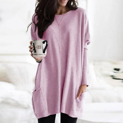 Women‘s Long Sleeve Pocket Tunic Tops Blouse Ladies Casual Loose Jumper Pullover Plus Size Clothing For Female