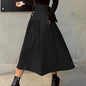 Skirts Womens Korean Fashion Solid Color Big Swing Ladies Skirt Long Skirt Autumn Wild High Waist Bow Slim Skirts