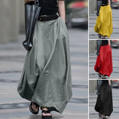 Vintage Summer Skirts Women High Waist Solid Cotton Skirt Saia Female Beach Maxi Long Skirts Jupe Faldas