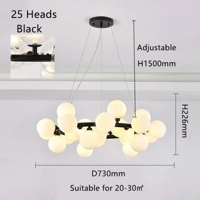 Nordic Magic Beans Pendant Lights Glass Ball Hanging Chandeliers Led Lamps Living Room Bedroom  Restauran Dining Table Lighting