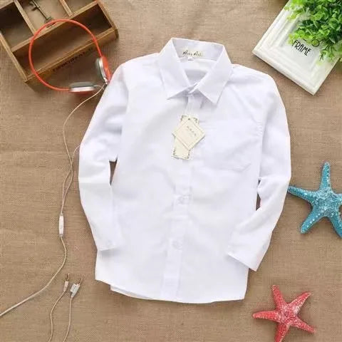 New summer spring girls lace cotton solid black boy baby kids Blouse white shirts  with long sleeves  stage performance