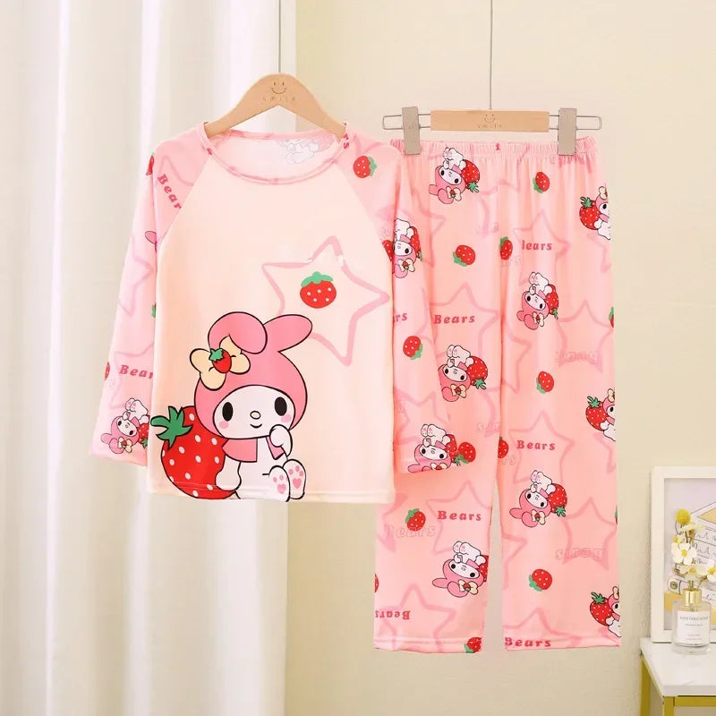 Miniso Winter Autumn Children's Pajamas Set 2025 Cute Anime Cartoon Kids Pijama Boy Girl Sleepwear Long-Sleeved Pants Loungewear