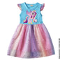 New Girls Mid-length Dress Flying Sleeves Round Neck My Little Baby girl pony Summer Dress Net Gauze Princess Dress