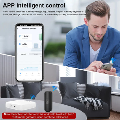 ONENUO Tuya ZigBee Smart Temperature and Humidity Sensor Battery Powered ZigBee Smart Home Security Work With Alexa Google Home