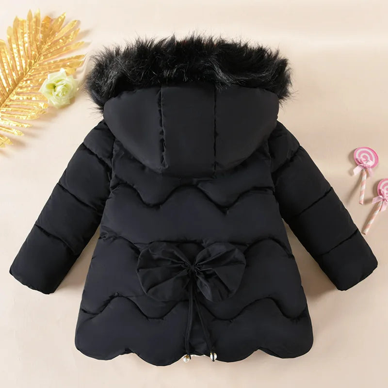 Children's winter coat Little girl cotton-padded jacket thickened fashion down  jacket girl's medium long super cute  jacket