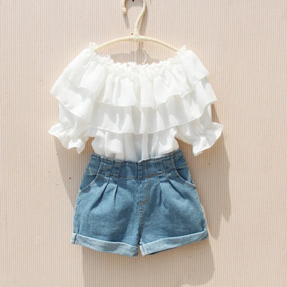 Summer School Girls White Blouse Shirts For Kids Girl Blouses Solid Color Chiffon Tops Baby Toddler Teenager Children Clothes