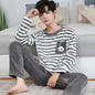 Winter Long Sleeve Thick Warm Flannel Pajama Sets for Men Coral Velvet Cute Cartoon Sleepwear Suit Pyjamas Homewear Clothes