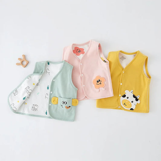 Baby Vest Spring and Autumn Thin Cotton Girls' Sweetheart Waistwear Neonatal Belly Care Boys' Horse Jacket Children's Vest