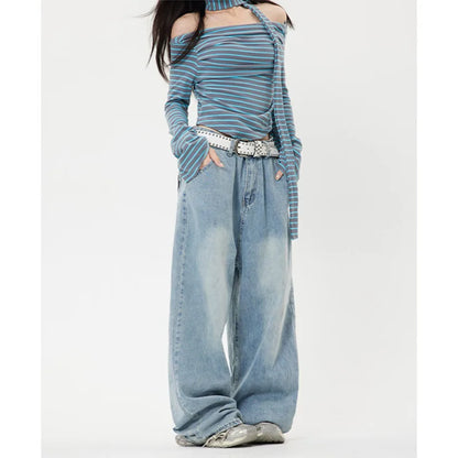 Sanrio Hello Kitty Y2k Baggy Jeans High Waist Wide Leg Pants Women American Street Retro Femme Hello Kitty Stuff