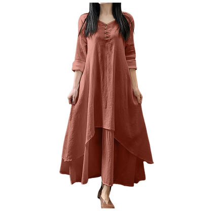 Women Cotton Linen Chic Maxi Dresses