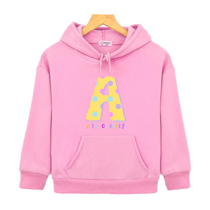 A for Adley Letter Print Sweatshirts Boy Girl Baby Clothing Japanese Anime Kids Blouse Tops Cartoon Sudadera Autumn Winter Coat