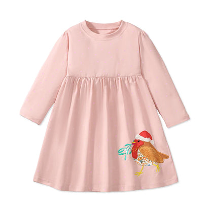 Little maven 2025 Autumn Kids Clothes Children's Clothing Cotton Baby Girls Cartoon Long Sleeves Unicorn Dresses 2-7 year