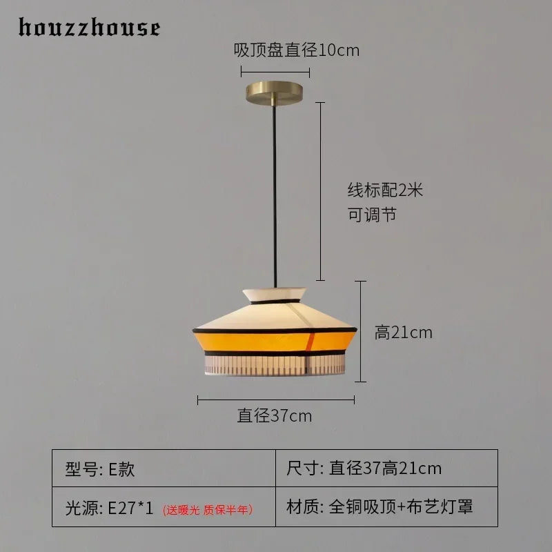 Japanese Minimalist Wabi-sabi Fabric Art Decorative Pendant Ligths LED E27 Modern Interior Lighting Restaurant Bedroom Homestay