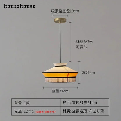 Japanese Minimalist Wabi-sabi Fabric Art Decorative Pendant Ligths LED E27 Modern Interior Lighting Restaurant Bedroom Homestay