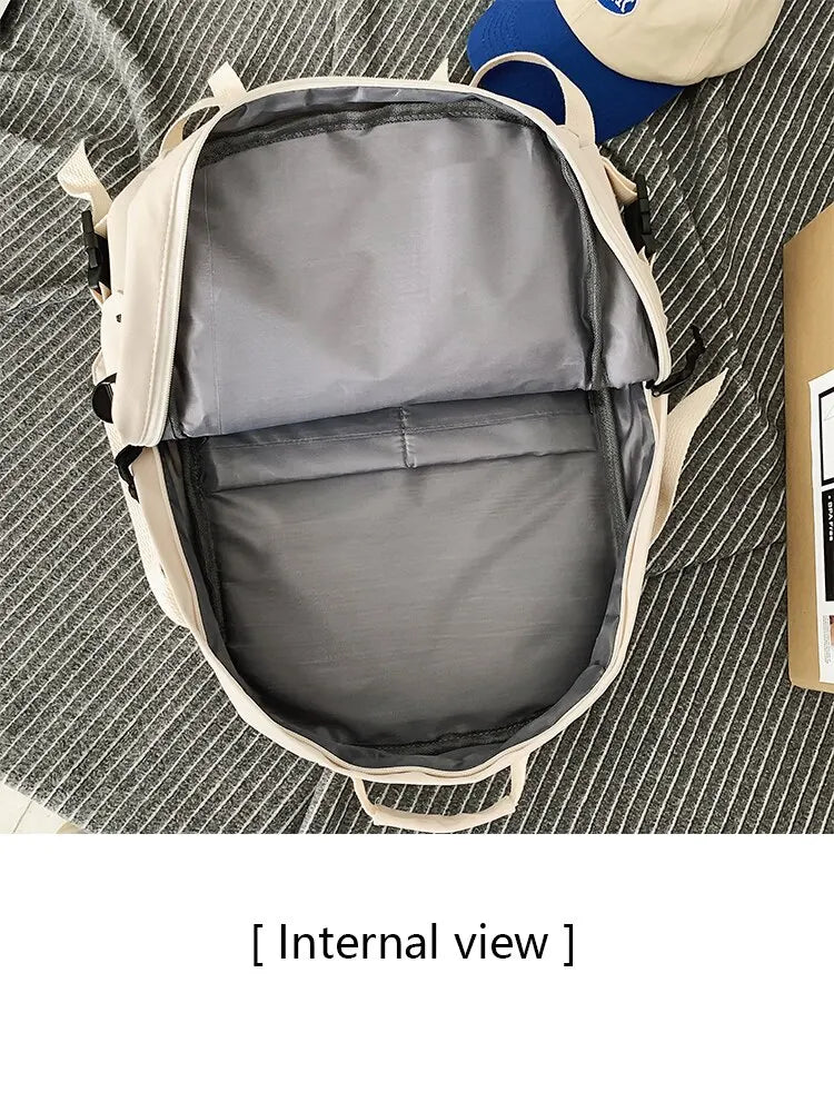 A Load Of Multi-pocket Men and Women Universal Nylon Large-capacity Leisure Simple Schoolbag Insert Buckle Computer Backpack