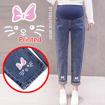 Pregnancy Abdominal Pants Boyfriend Jeans Maternity Pants For Pregnant Women Clothes High Waist Trousers Loose Denim Jeans