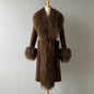 Women Mongolian Sheep Fur Coat Long Style Cashmere Jacket With Real Fur Trim Lady Autumn Winter Fashion Warm Outerwear