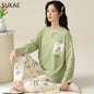 SUKAE M-5XL Big Size Women Pajama Set Autumn Winter New Cotton Long Sleeves Woman Sleepwear Casual Girl Pijama Cartoon Nightwear