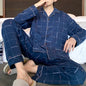 Spring Autunm Plus 5XL Knitted Pjs Turn-down Men‘s Pajama Sets Cardigan Male Pyjamas Plaid Loungewear Sleepwear Homewear Fashion