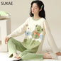 SUKAE M-5XL Big Size Women Pajama Set Autumn Winter New Cotton Long Sleeves Woman Sleepwear Casual Girl Pijama Cartoon Nightwear