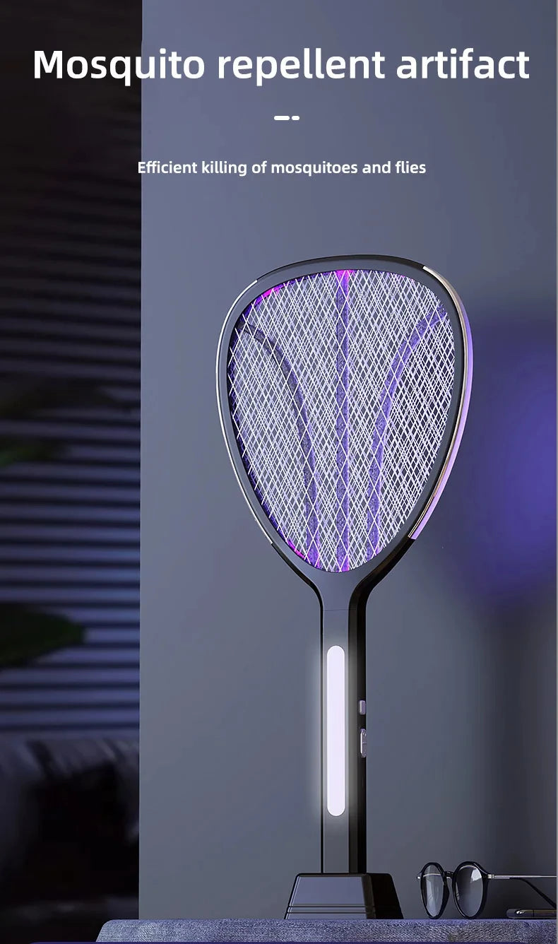 3 In 1  Widening of The Power Grid Electric Mosquito Swatter 3000V C-type Charging Mosquito and Fly Killer