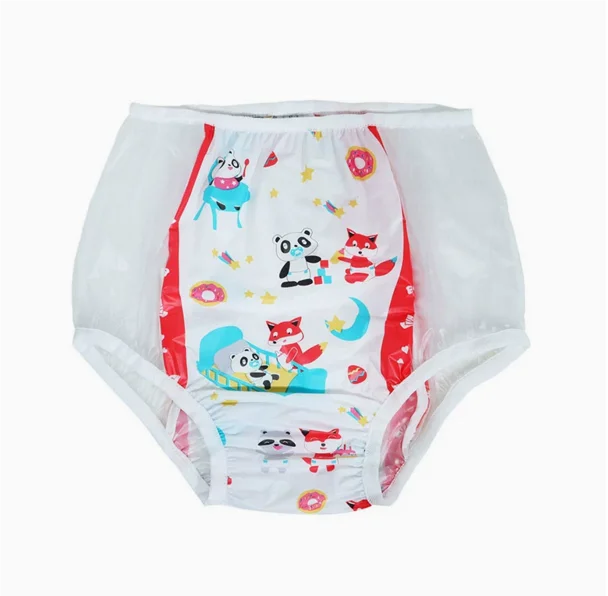 ABDL PVC Transparent Plastic Underpants Soft Silent Reusable Waterproof Adult Baby Diaper Pants Coat Incontinence Panties