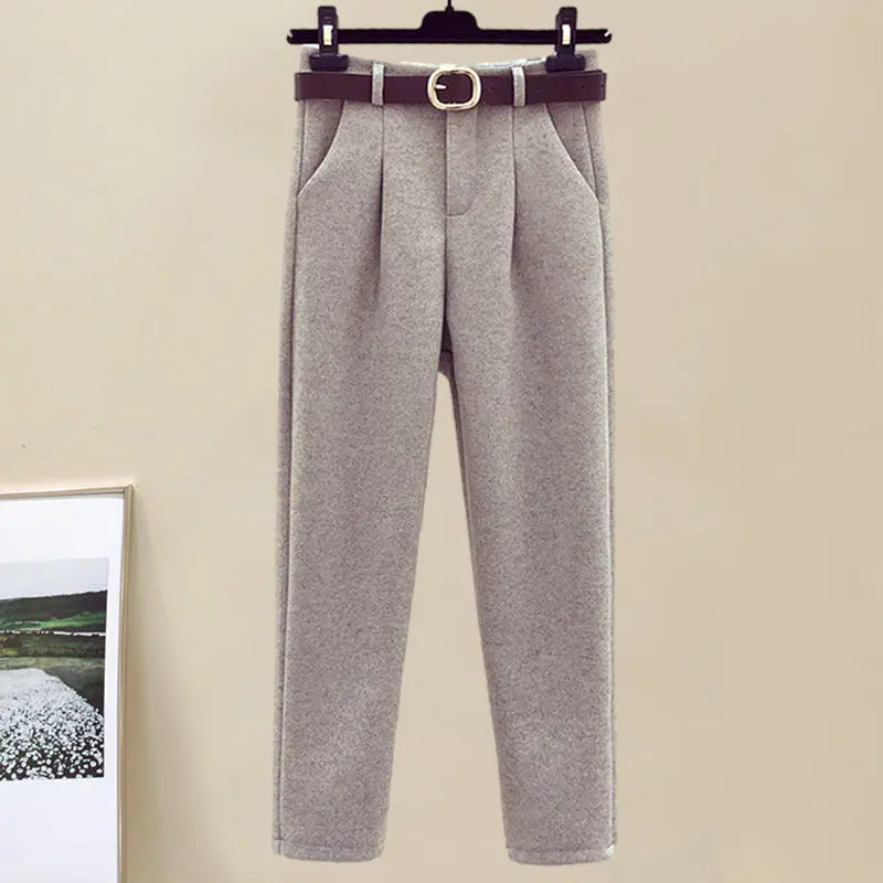 Autumn Winter Wool Suit Jacket Jacket Long Sleeve Knitted Sweater Casual Trousers Three Piece Set Elegant Women's Pant Set