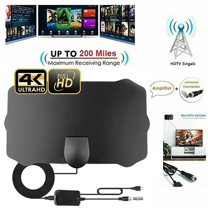 25DB High Gain Indoor Digital TV Antenna 8K 4K 1080P HDTV Antenna For DVB-T DVB-T2 5000 Mile HD VHF UHF DTV Signal Receiver