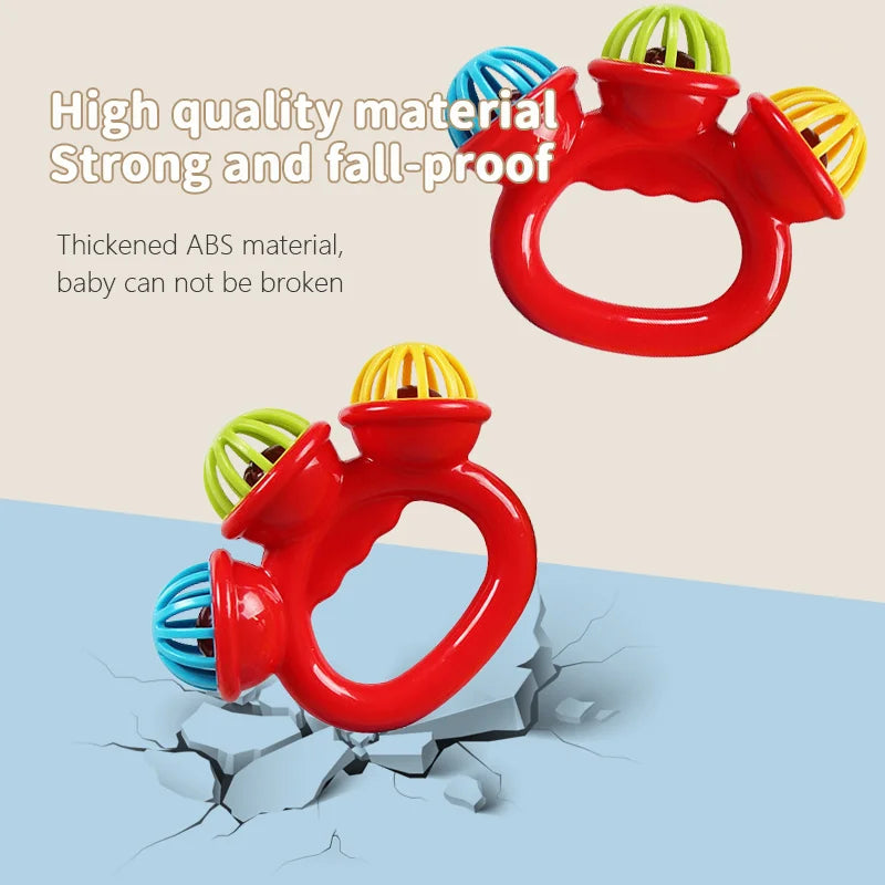 4PCS Baby Hand Rattle Ball Toys Newborn Grasping Hand Bell Sensory Toys Kids Safety Materials Toys for 0-24 Months Baby Children