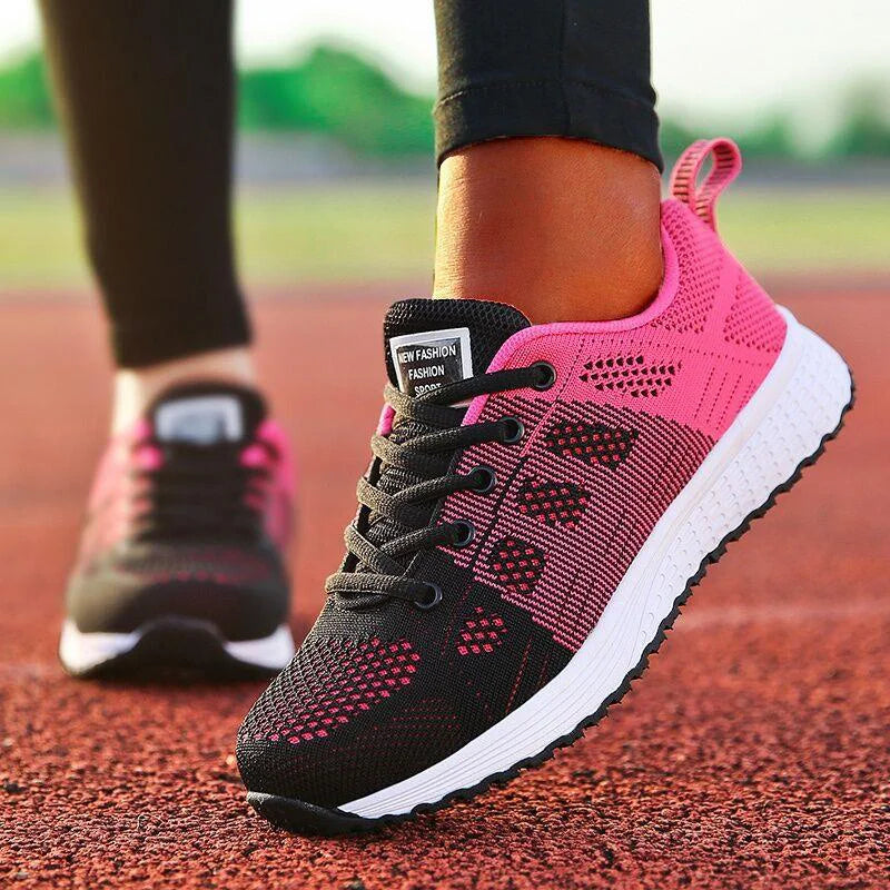 2025 New Fashion Breathable Sneakers For Women Plus Size Trainers Sneakers Women Mesh Fabric Lace Up Woman Shoes Female Footwear