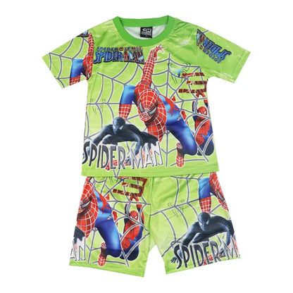 Children Pajamas Set Short Sleeve T Shirt Shorts Superhero Spiderman Costume Pyjamas Kids Boy Girls Pijamas Cartoon Baby Sleepw