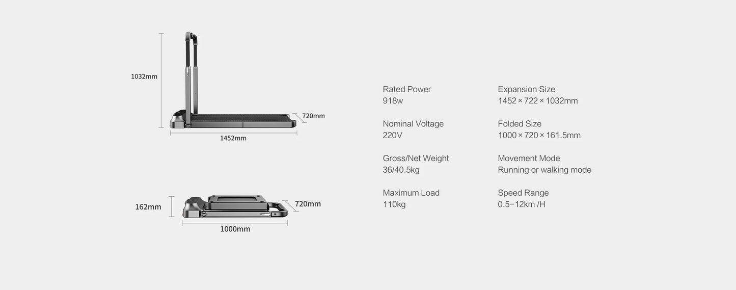 WalkingPad 12KM/H Folding Treadmill R2 Walking And Running 2 IN 1 Treadmill Home Gym Fitness Equipment, Under Desk Treadmill