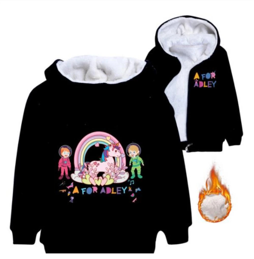 A for Adley Cartoon Boys Coat Children's Clothing for Winter Cotton Kids Parkas Little Girls Zipper Coats Toddlers Baby Jacket