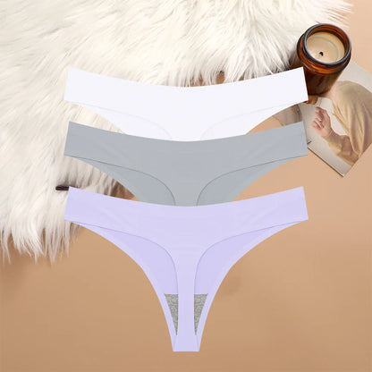 3PCS/SET Sexy G-String Underwear Breathable Female T-back Intimate Lingerie Seamless Low Waist Underpants Lady Bikini Panty S-XL