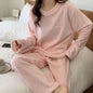 Autumn Solid Warm 2 Piece Sets Thicken Velvet Ribbed Fleece Set Pullover And Pants Women Casual Pajama Sets