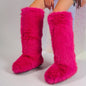 Women New Faux Fox Fur Long Boots Knee High Light Colour Fur Snow Boots Ladies Platform Push Shoes Drop Shipping Winter Shoes