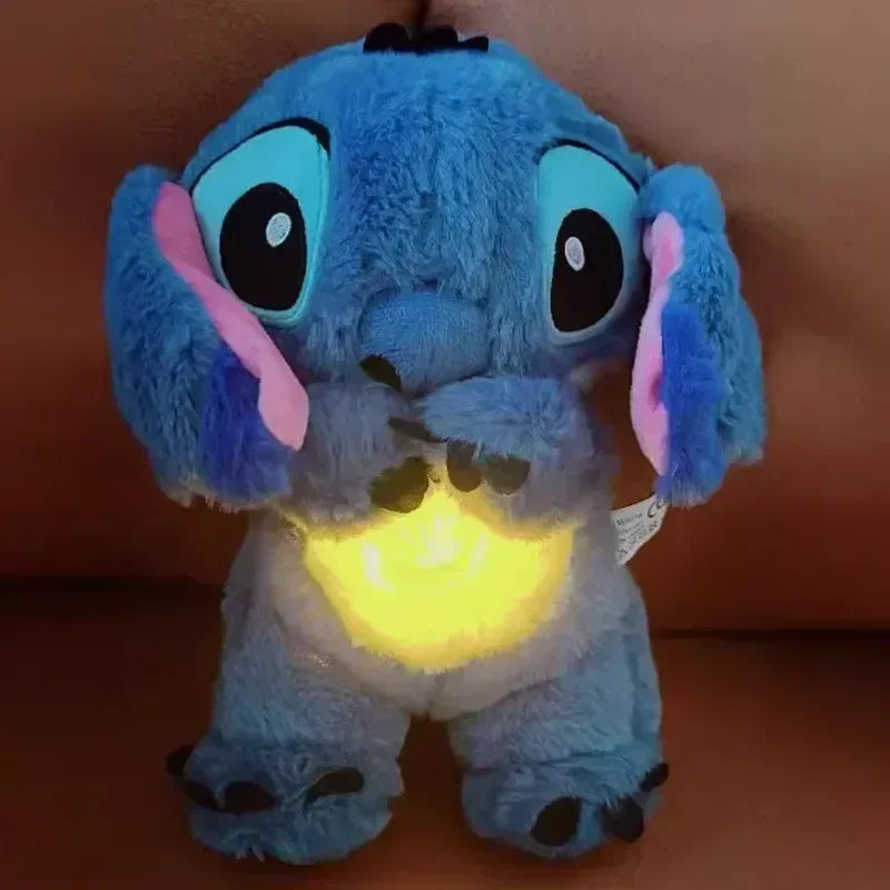 2025 New Lilo&Stitch Plush Doll Breath Child Peluche Kawaii Soothes Toy Anime Baby Music Light Sleep Toys Pink Stitch Kid Gifts (Toy)