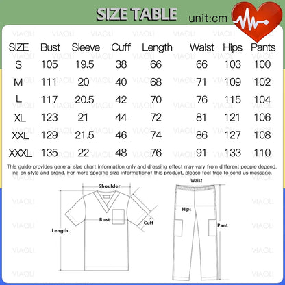 S-XXXL Hospital Clinical Workwear Nurse Uniforms Scrub Set Unisex Shirt Straight Pants Nursing Accessories Medical Surgical Wear