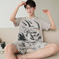 2025 Summer Men’s Sleepwear Cotton Cartoon Pajamas Sets For Man Short Loungewear Young Home Wear Fasion Student Pyjama Set Homme