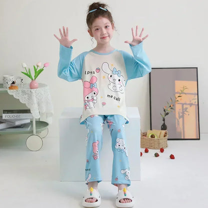 Winter Children Pajama Sets 2025 Cute Girl Cartoon Sleepwear Boys Long Sleeved Pants Pijamas Korean Home Clothes Kid Loungewear