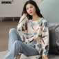 M-5XL Big Size Autumn Spring Pajamas Set for Women Kawaii Printing Sleepwear for Girl Fashion Long Sleeve O-neck Woman's Pijamas