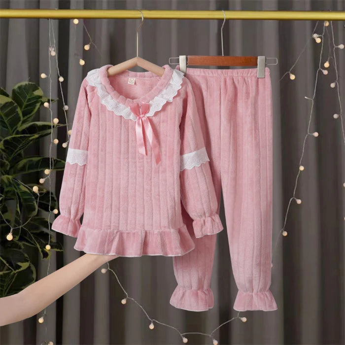 2025 Children Fleece Pajamas Warm Flannel Sleepwear Girls Boy Nightwear Coral Fleece Kids pijamas Homewear Winter Pyjama