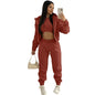 Custom LOGO made autumn women's thick 2-piece sportswear jogger suit 3-piece sportswear and hoodie suit