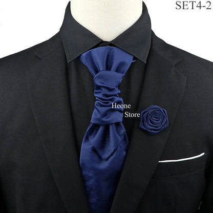 New Men's Premium Paisley Tie Brooch Set Red Black Blue Ajustable Neck Tie Luxury Classic Suit Tuxedo Groom Wedding Accessories