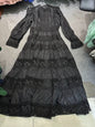 Spring/summer new crocheted hollow water-soluble lace shirt dress with high waist and big swing fashion A-line dress