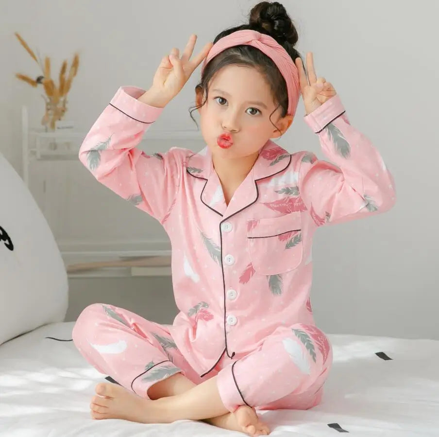 Sping Autumn Baby Girls Clothes Pajamas Sets Boy Pyjamas Kids Homewear Cotton Nightwear Children's Indoor Clothing Pijamas Suit